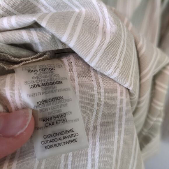 CALVIN KLEIN WOMEN'S 2 GRAY WHITE STRIPE FIT FLARE BUTTON DOWN DRESS - Picture 6 of 7